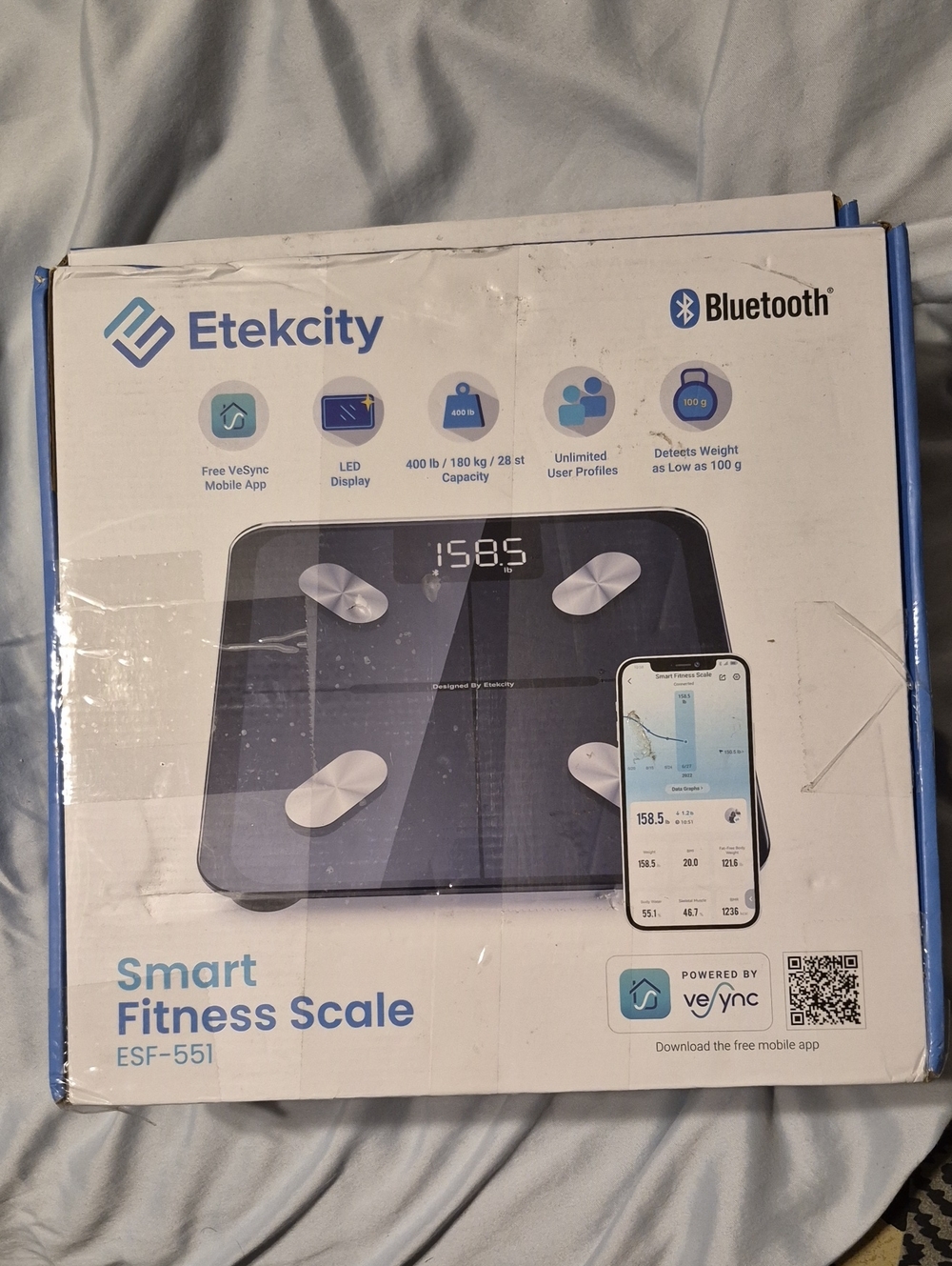 Etekcity Black Smart Fitness Scale with Bluetooth - ESF-551